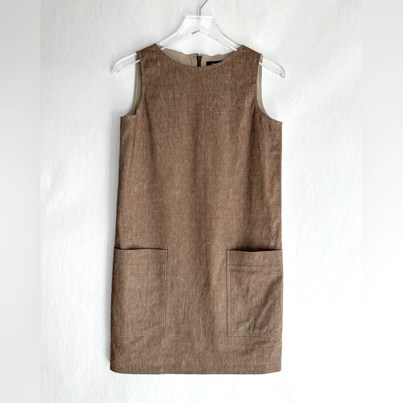 Theory Mod Sleeveless Bronze Linen Blend Shift Dress Size 2 NWT - Picture 14 of 15